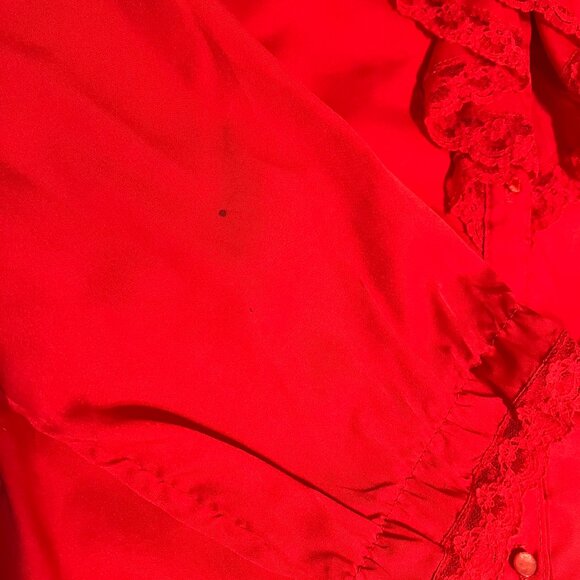 Rio Too Women Red Ruffle Long Sleeve Button Down Shirt *see description* - Picture 5 of 7